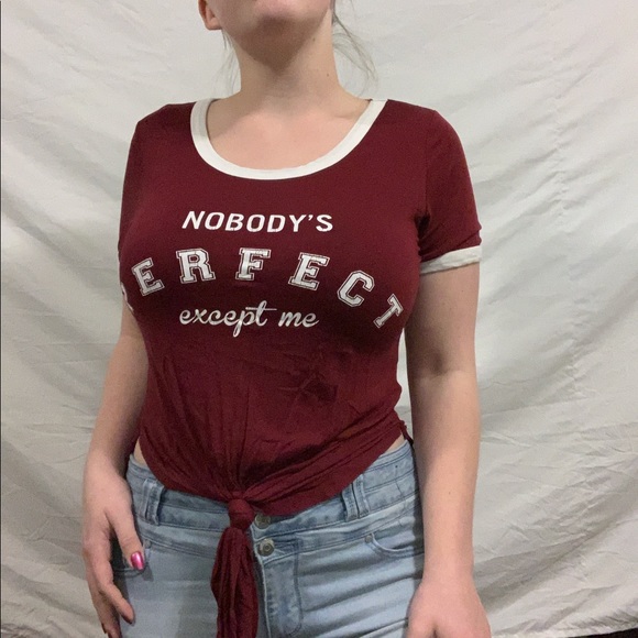 Maroon crop top tie up shirt by electric pink - Picture 2 of 8